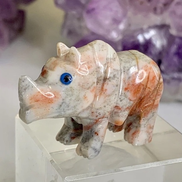 Miniature RHINO Stone Carving Mini Figurine Steatite Soapstone Animal Figure 1.5 - Picture 12 of 12